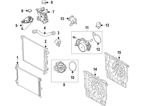 2020 BMW M760i xDrive Cooling System, Radiator, Water Pump, Cooling Fan Engine Coolant Reservoir Diagram for 17138671387