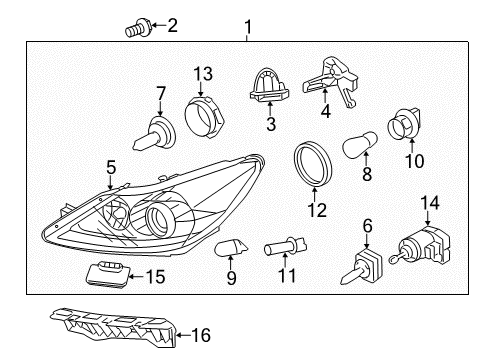 2011 Hyundai Genesis Bulbs Headlamp Assembly, Right Diagram for 92102-3M290