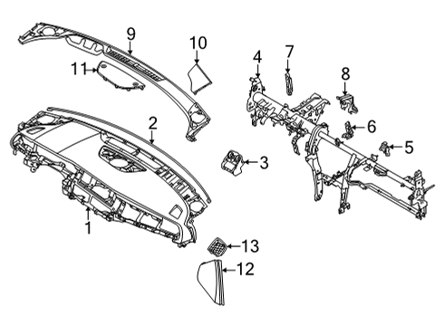 2020 Kia Cadenza Cluster & Switches, Instrument Panel Crash Pad Assembly-Main Diagram for 84710F6AA0WK