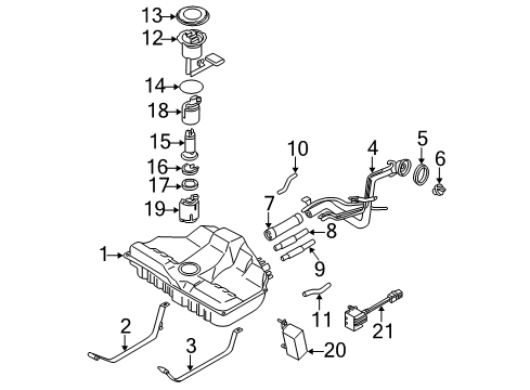 2002 Nissan Maxima Filters Tube Assy-Filler Diagram for 17221-5Y701