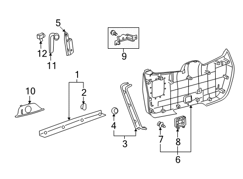 2010 Toyota Highlander Interior Trim - Lift Gate Lock Cover Diagram for 64798-0E030-B0