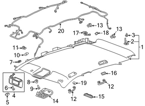 2022 Buick Envision Interior Trim - Roof Reading Lamp Assembly Diagram for 84698638