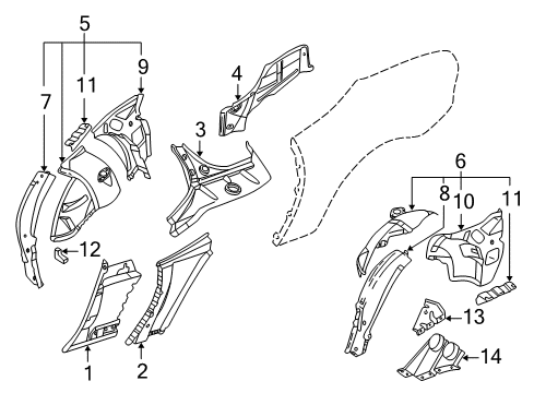 2001 BMW Z3 Inner Structure - Quarter Panel Wheel Arch Outer Rear Left Diagram for 41148398631