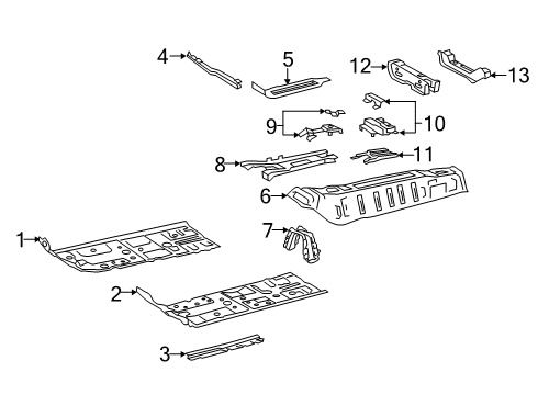 2021 Toyota Avalon Floor & Rails Front Floor Pan Diagram for 58111-07051