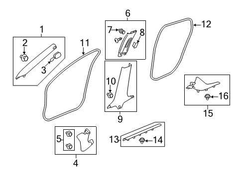 2021 Honda Civic Interior Trim - Pillars Garnish Assy., R. RR. Side (Inner) *NH900L* (DEEP BLACK) Diagram for 84211-TEA-Z01ZA