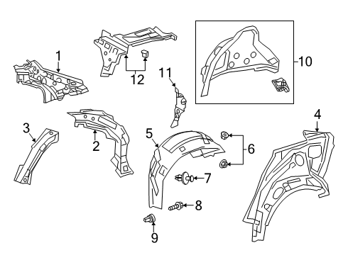 2020 Toyota Corolla Inner Structure - Quarter Panel Wheelhouse Liner Diagram for 65638-02130