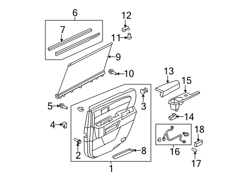 2010 Honda Pilot Rear Door Armrest Assembly, Right Rear Door Lining (Warm Gray) Diagram for 83733-SZA-A03ZC