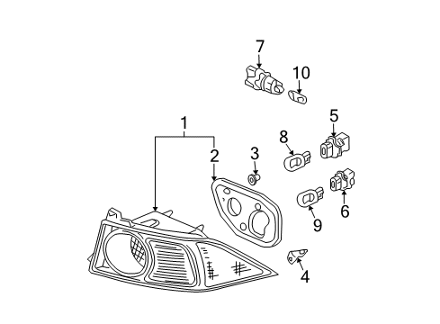 2008 Acura TSX Bulbs Lamp Unit, Passenger Side Diagram for 33501-SEC-A51