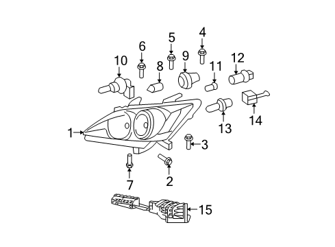 2007 Lexus ES350 Headlamps ADPOTOR Assembly Diagram for 90075-99117