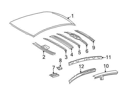 2005 Toyota Avalon Roof & Components Rail Reinforcement Diagram for 61211-AC020