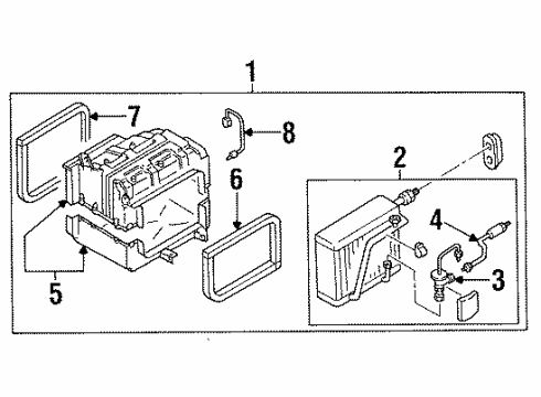 1994 Infiniti J30 A/C Evaporator Components Cooling Unit Diagram for 27270-10Y02