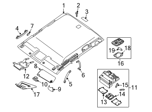 2013 Nissan Frontier Interior Trim - Cab Lamp Assembly Map Diagram for 26430-ZL80C