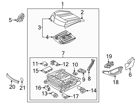 2019 Genesis G80 Driver Seat Components Front Driver Side Seat Cushion Covering Diagram for 88160-B1000-PPR