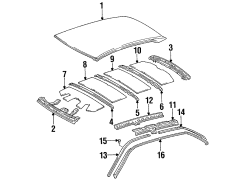 1998 Lexus LS400 Roof & Components Rail, Roof Side, Outer LH Diagram for 61212-50020