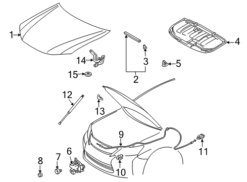 2012 Lexus HS250h Hood & Components Cable Assy, Hood Lock Control Diagram for 53630-75030