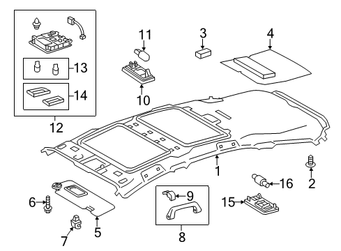 2013 Toyota Prius V Interior Trim - Roof Map Lamp Assembly Diagram for 81260-47240-B0