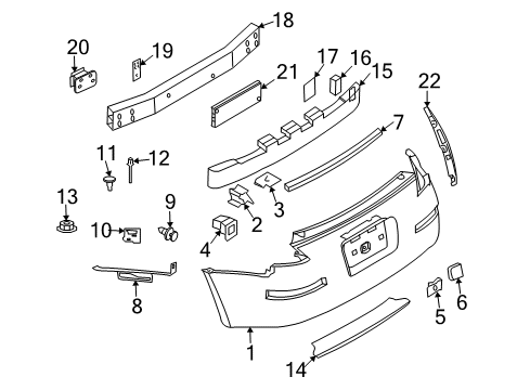 2008 Nissan 350Z Rear Bumper Spacer-Rear Bumper Diagram for 85094-CD010