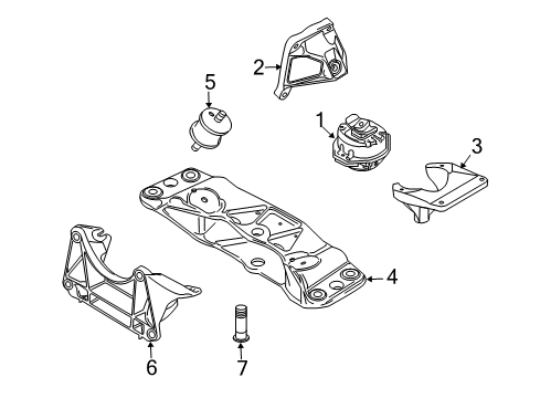 2006 BMW 760i Engine & Trans Mounting Cross Member Diagram for 22326759680