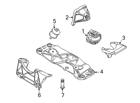 2006 BMW 760i Engine & Trans Mounting Engine Mount Bracket Right Diagram for 22116758432