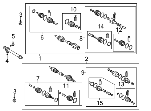 2021 Hyundai Palisade Drive Axles - Front Boot Kit-FR Axle Diff Side Diagram for 49583-C5130