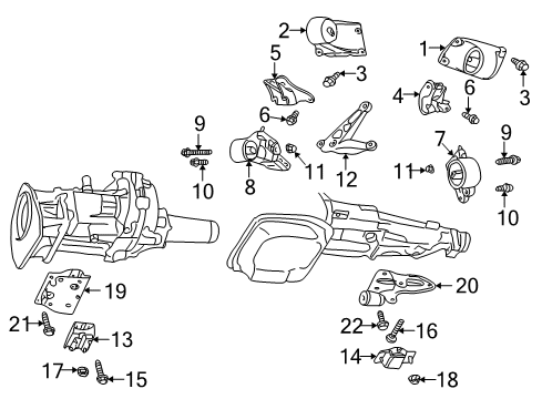 2001 Dodge Durango Engine & Trans Mounting Bracket-Engine Mount Diagram for 52019958AC