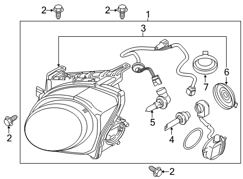 2017 Nissan Juke Headlamps Headlamp Assembly-Passenger Side Diagram for 26010-3YM2A