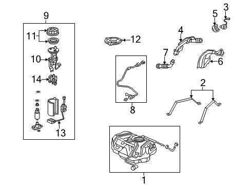 2007 Acura TL Fuel Injection Nut & Gasket Set, Fuel Lock Diagram for 17046-SEP-A00