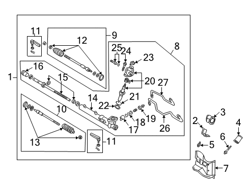 2002 Infiniti I35 Steering Column & Wheel, Steering Gear & Linkage Bolt Diagram for 54459-2Y01E