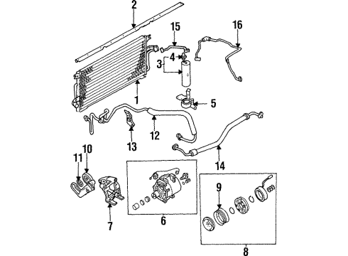 1994 Mitsubishi Galant A/C Condenser, Compressor & Lines Seal Pkg A/C COMPERSSOR Sh Diagram for MR168188