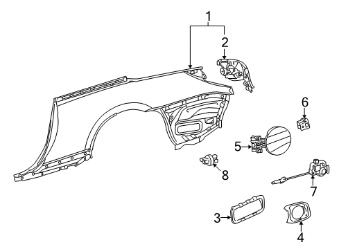 2010 Lexus IS350 Quarter Panel & Components Trough Sub-Assy, Luggage Door Opening, Front LH Diagram for 61064-53020