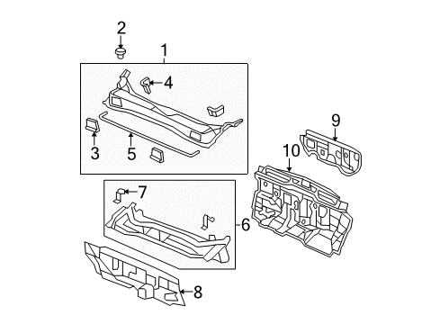 2009 Honda Pilot Cowl Insulator, Dashboard Diagram for 74260-SZA-A00