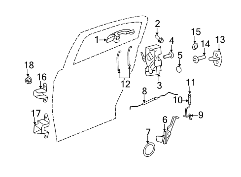 2013 Chrysler 200 Rear Door Handle-Exterior Door Diagram for 1KR97KEPAD