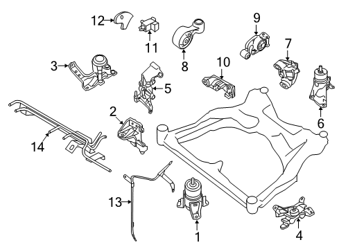 2019 Nissan Murano Engine & Trans Mounting Bracket-Engine Mounting Block, Front Diagram for 11274-3KA0A