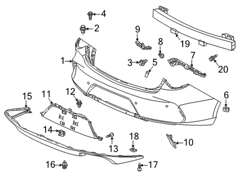 2022 Acura TLX Bumper & Components - Rear Grommet, Screw (5MM) Diagram for 90664-TR0-A01