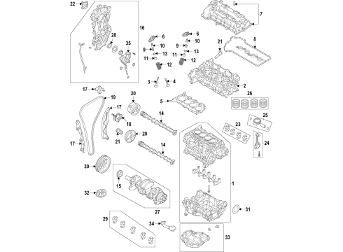 2021 Hyundai Elantra Engine Parts, Mounts, Cylinder Head & Valves, Camshaft & Timing, Variable Valve Timing, Oil Cooler, Oil Pan, Oil Pump, Crankshaft & Bearings, Pistons, Rings & Bearings Oil Control Valve Assembly Diagram for 24355-03HA0