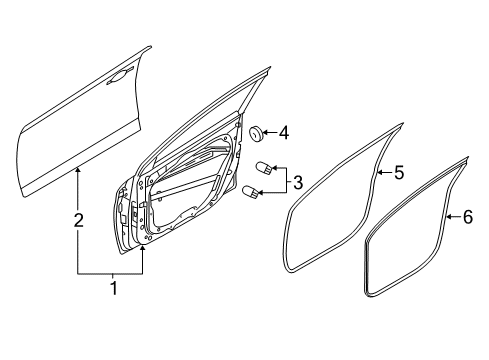 2017 Hyundai Ioniq Front Door Weatherstrip Assembly-Front Door Side RH Diagram for 82140-G2000