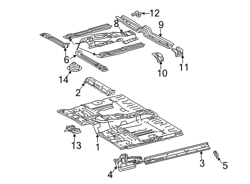 2002 Toyota Sequoia Floor Front Floor Pan Diagram for 58111-0C082