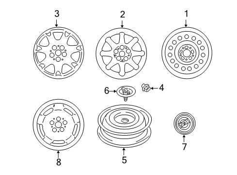 2002 Chrysler Sebring Wheels, Covers & Trim Cap Wheel Center Diagram for MR455160