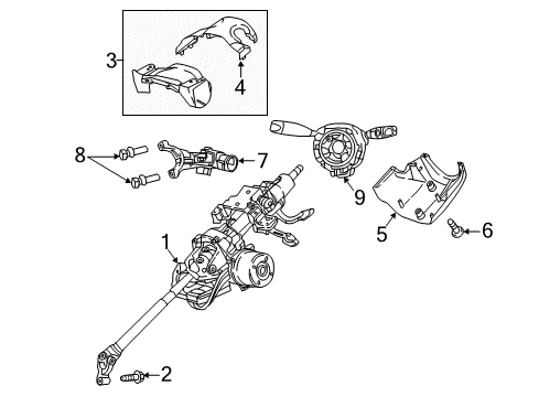2020 Jeep Compass Steering Column & Wheel, Steering Gear & Linkage Cylinder-Ignition Lock Diagram for 68312197AA