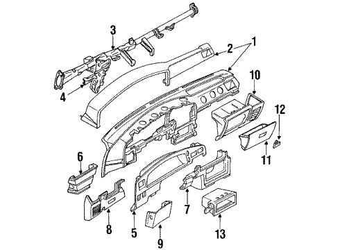 1992 Toyota 4Runner Instrument Panel Cylinder & Keys Diagram for 69056-35070