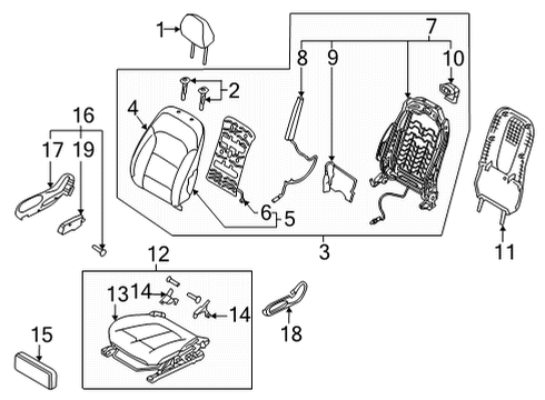 2022 Hyundai Ioniq 5 Passenger Seat Components SWITCH ASSY-POWER FR SEAT RH Diagram for 88080-GI100-NNB