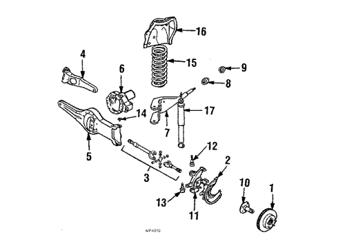 1989 Ford Bronco II Front Brakes Hub & Rotor Diagram for YL2Z-1V102-EA