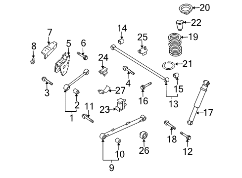 1998 Infiniti QX4 Rear Suspension Components, Lower Control Arm, Upper Control Arm, Stabilizer Bar Front Spring Rubber Seat Upper Diagram for 55034-31U00