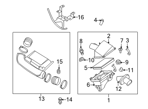2013 Nissan NV1500 Powertrain Control Duct-Air Diagram for 16554-ZE00A