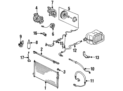 1995 Honda Accord A/C Condenser, Compressor & Lines Pipe, Condenser Diagram for 80331-SV1-A11