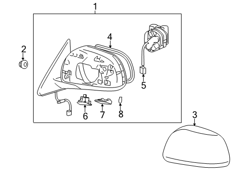 2011 Toyota Highlander Bulbs Mirror Glass Diagram for 87961-0E070