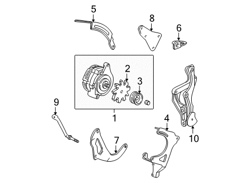 1990 Chevrolet Astro Alternator Alternator Brace Diagram for 10042805