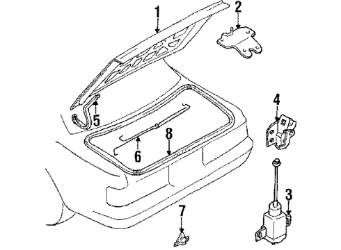 1992 Infiniti M30 Trunk Lid Gas Strut Assy-Deck Lid Diagram for K3185-9X001