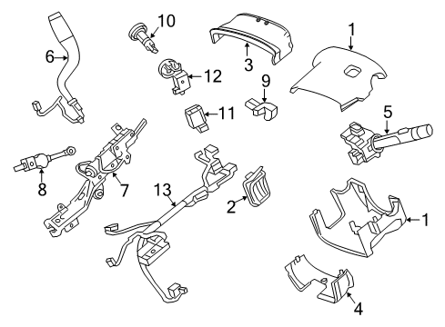 2019 Chevrolet Silverado 2500 HD Shroud, Switches & Levers Upper Shroud Diagram for 23447441