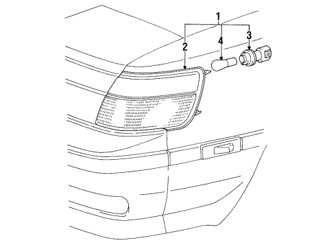 1989 Toyota Celica High Mount Lamps Lens, Front Turn Signal Lamp, RH Diagram for 81511-20371